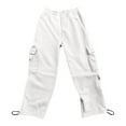 thumbnail image 6 of FUNUONY High Waisted Cargo Pants for Women Baggy Y2K Straight Wide Leg Pants with Pockets Streetwear Womens Cargo Sweatpants Baggy Fleece High Waisted Joggers Pants Athletic Pants White Xxl, 6 of 8