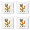 thumbnail image 1 of Colorful Throw Pillow Cushion Case Pack of 4, Antique Cat Mechanical Device Robotic, Modern Accent Double-Sided Print, 4 Sizes, White Orange, by Ambesonne, 1 of 2