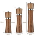 thumbnail image 3 of Steel Ring Salt Pepper Grinder Acacia Wood with Base Pepper Mill Ceramic Core Seasoning Bottle BBQ Steak Salt Spreader Grinder (6in Set WithBase), 3 of 7