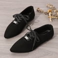 thumbnail image 6 of Aobny Business Casual Shoes Woman Shoes Wingtips Flat Shoes Micro-Wedge Teacher Shoes Shoes Black Arch Support Pointy Toe Lace-Up Summer Shoes for Women,Size 41, 6 of 9