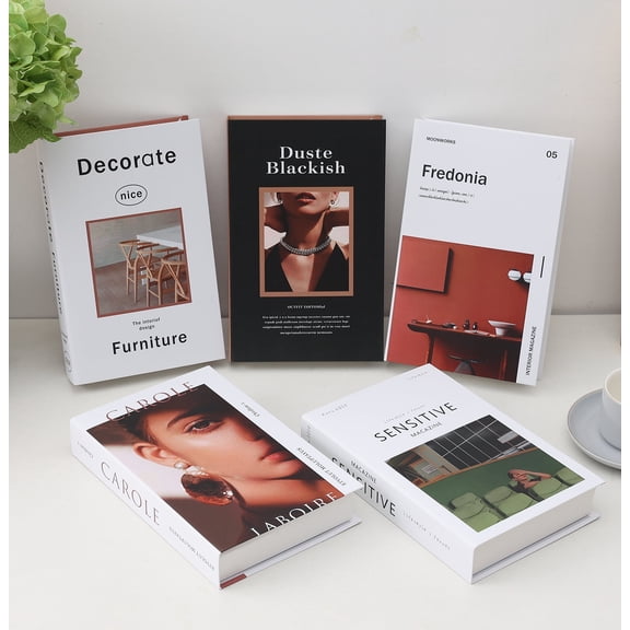 5 Pcs Fake Books for Decoration, Luyseyha Decorative Books for Coffee Table Decor, Room Decor Aesthetic, Faux Books Decor for Bookshelf, Shelf, Hollow Home Decor Books for Bedroom Room, Living Room