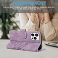 thumbnail image 3 of Nalacover Slim Wallet Case for iPhone 16 Pro, for Women Men, Embossed Pattern PU Leather Shockproof Magnetic Clasp Credit Card Slots Flip Kickstand Phone Case+Wrist Strap,Purple, 3 of 8