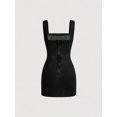 thumbnail image 6 of Dark Wash Square Neck Denim Bodycon Mini Dress, 6 of 16