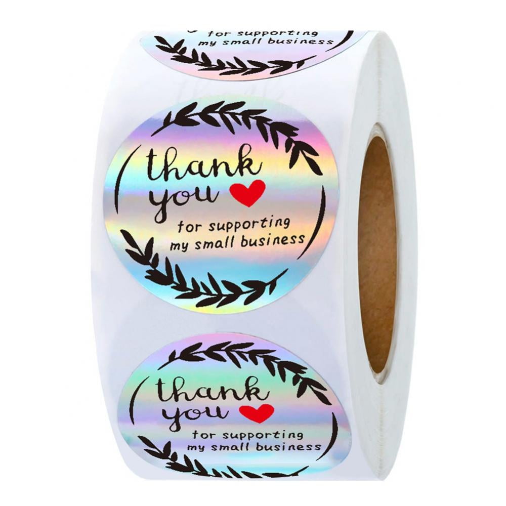 Thank You for Supporting My Small Business Stickers Labels 500pcs 1.5 Thank You Stickers for Packaging Thank You Stickers Roll Floral Holographic Thank You Envelope Sticker Seals 