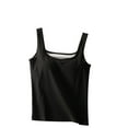thumbnail image 2 of Cotton Tank Tops for Women Built in Bras Casual Square Neck Sleeveless Lightweight Pullover Camisoles Basic Slim Fit Solid Color Workout Running Vest, 2 of 3