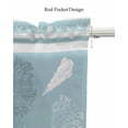 thumbnail image 5 of Coastal Blue Coral Linen Curtain Valance for Bedroom/Bathroom/Kitchen/Living/Dining Room Window,Ocean Starfish Conch Sea Jellyfish Stripes Pocket Topper Drapes Decorative Cafe Drapery Panel 42"x12", 5 of 6