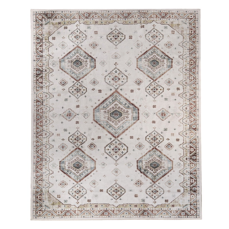 Superior Burj Ivory Medallion Washable Indoor Area Rug, 2' x 15', Ivory