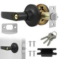 Sutowe Door Lever with Lock Bathroom Door Handle Lock with 3 Keys for Bathroom Bedroom Office Left or Right Handing Black