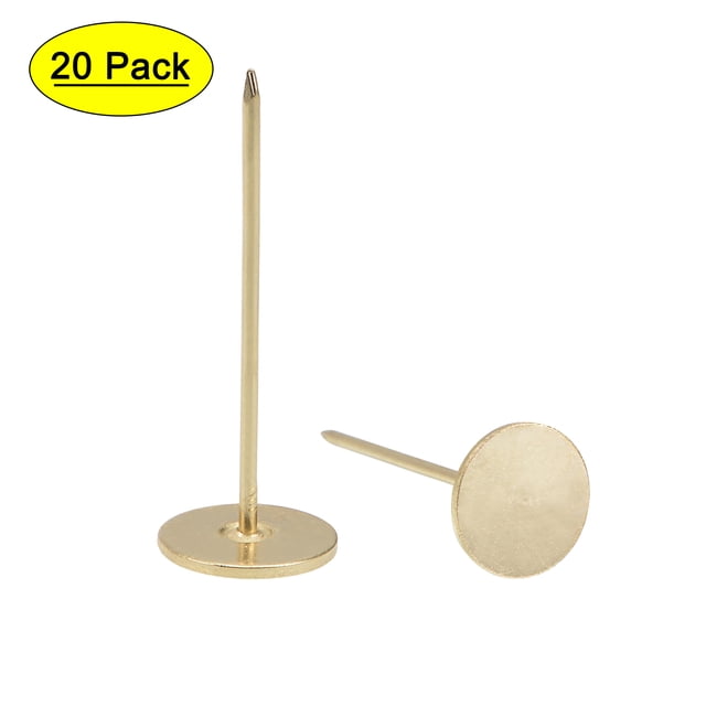 Uxcell 0.71''x1.97'' Clavos de tapicería, clavos de cabeza plana para muebles, 20 piezas de hierro tono dorado