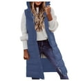 thumbnail image 4 of DuoJiaJ Womens Long Winter Coat Vest With Hood Sleeveless Warm Down Loose Coat With Pockets Quilted Vest Down Quilted Outdoor Coat Womens Warm Winter Coat Blue L, 4 of 4