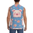 thumbnail image 4 of Fotbe Cute Pig Flowers Men's Camiseta sin Mangas Estampada para Hombres, Playera Casual para Gimnasio, Entrenamiento, Playa-Small, 4 of 7