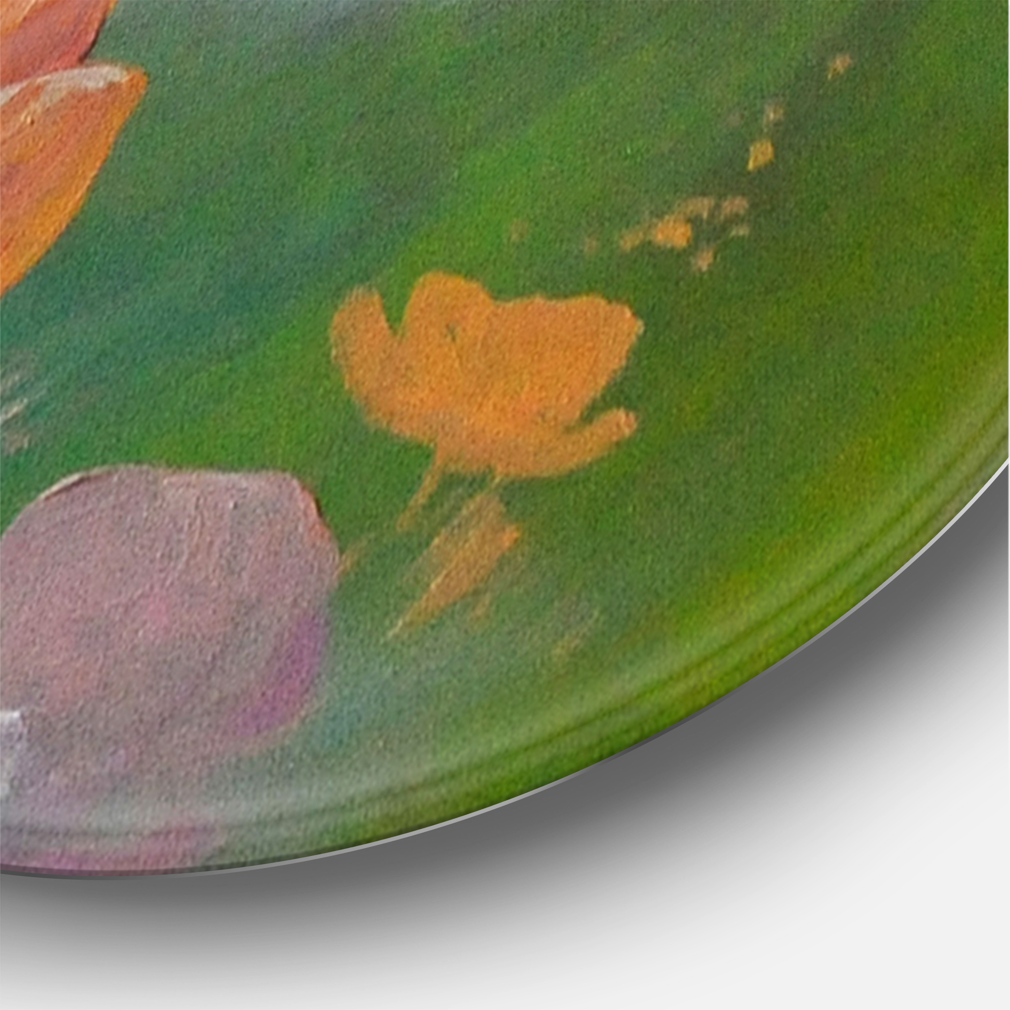 Designart 'Butterflies On Pink Flowers' Traditional Circle Metal Wall Art 29x29 - Disc of 29
