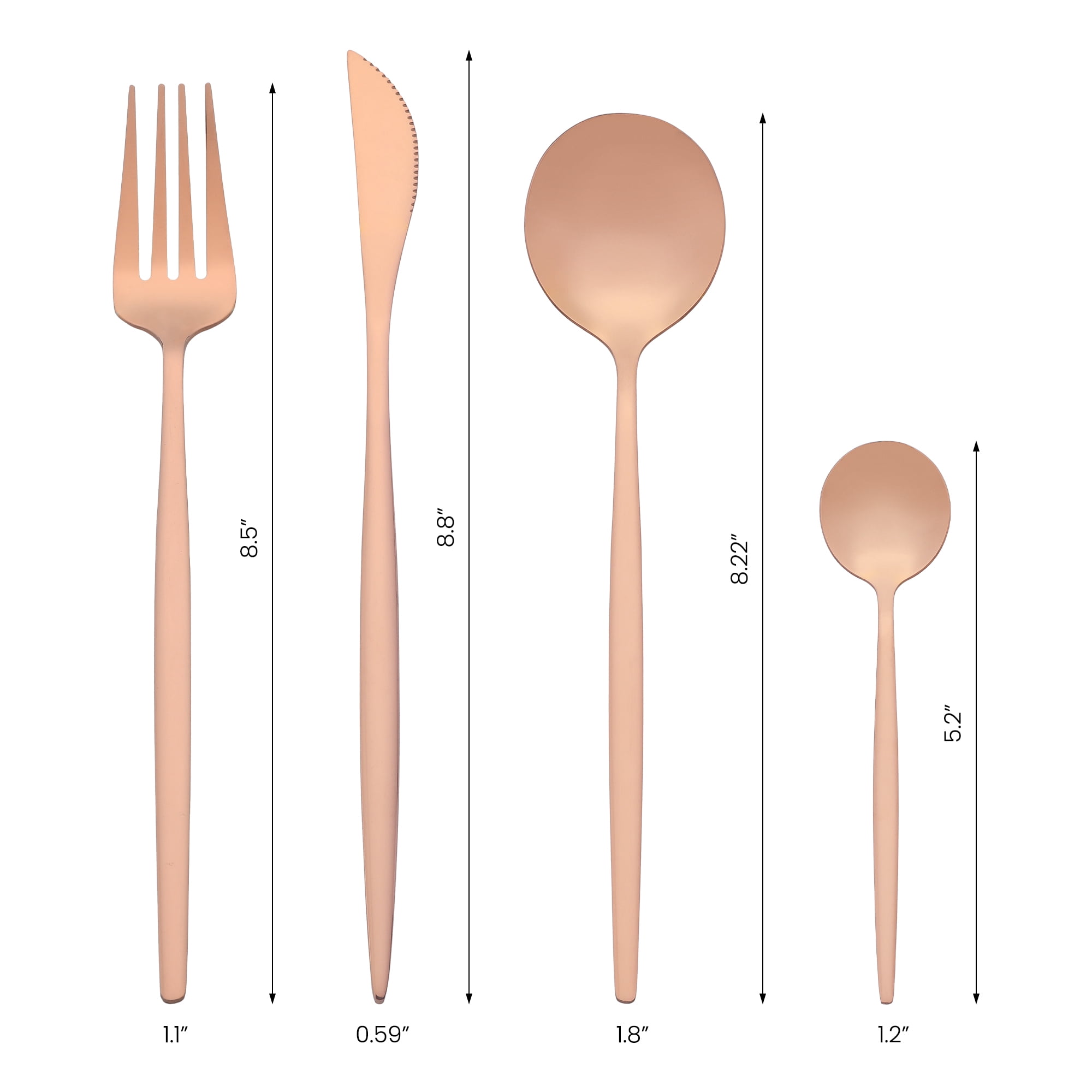 Unique Bargains 16 Pcs Silverware Set Stainless Steel Flatware Sets Rose Gold