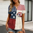 thumbnail image 6 of LWavelet Fourth of July Shirts for Women Short Sleeve Tops V-Neck Casual USA Patriotic Floral Embroidered Tee Blue L, 6 of 7