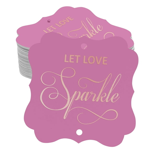 Inkdotpot Real Rose Gold Foil Bracket Shape Paper Hang Tags Let Love Sparkle Wedding Favor Tags Pack Of 100