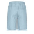 thumbnail image 3 of WQQZJJ Men's Casual Denim Shorts, Solid Color Drawstring Elastic Waist Shorts, Summer Outdoor Sports Five Pants with Pocket, 3 of 5
