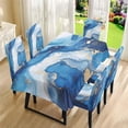 thumbnail image 3 of TSOVTHRID Blue Golden Marble Print Dining Table and Seat Covers Water Resistant Dining Seat Covers High Stretch Fitted Tablecloth with Dining Chairs Fits for Room Hotel Party Decor, Set of 5, 3 of 7