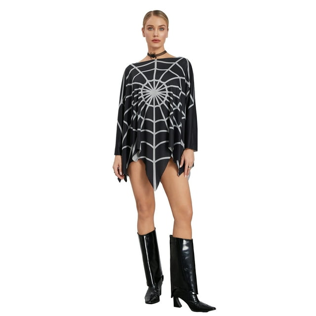 SUNSIOM Halloween Poncho Halloween Costumes Deluxe Sider Web Poncho Cape Party Cosplay Tops Blouse