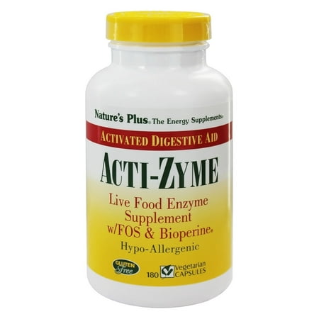 Nature's Plus - Acti-Zyme avec des enzymes des aliments vivants FOS et Bioperine - 180 Capsules