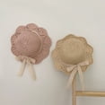 thumbnail image 3 of Sombrero de Paja de Verano para niñas de 48-53 cm con Lazo de Encaje y ala Ancha para protección Solar Plegable para Vacaciones, Viajes y Exteriores, Beige, 3 of 5