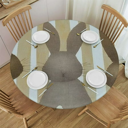

Sheronv Bunny Rabbit Round Tablecloth - Stain-Resistant Washable 100% Polyester Fiber Outdoor Fitted Full Width Single-Sided Printing Ideal for Restaurants Weddings Parties 38 -42