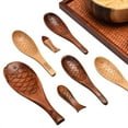 thumbnail image 2 of PENGXAING Wooden Spoon Japanese Style Short Handle Hand Carved Heat-Resistant Wooden Spoon Small Fish-shaped Wooden Rice Spoon Kitchen Tools, 2 of 6