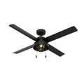 thumbnail image 1 of Restored Hunter Fan 52 inch Contemporary Matte Black Outdoor Ceiling Fan with LED Light Kit and Pull Chain (Refurbished), 1 of 7