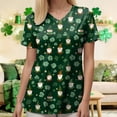 thumbnail image 4 of GEWSEY St Patrick Day Shirts Women Holiday-Themed Clover Print Scrub Tops Soft Cozy Nurse Uniform Shirt (Dark Green, M), 4 of 8