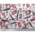 thumbnail image 3 of Soimoi Modal Satin Fabric Bus,Telephone Booth & London Clock Tower Architectural Print Fabric by The Yard 42 Inch Wide, 3 of 3