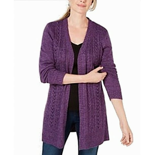 Karen Scott Womens Sweater Plus Flyaway Sheer Cardigan 1X Walmart