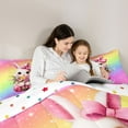 thumbnail image 4 of Feelyou Kawaii Bownot Rabbit Twin Bedding Sets 7-Piece for Kid, Glitter Stars Rainbow Bedding Comforter Set, Groovy Flower Floral Reversible Sheet Sets, Super Cozy Room Decor, 4 of 7