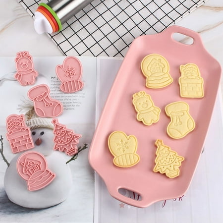 

SPRING PARK 6Pcs 3D Christmas Cookie Biscuit Plunger Cutter Mould Bakingbe Fondant Mold