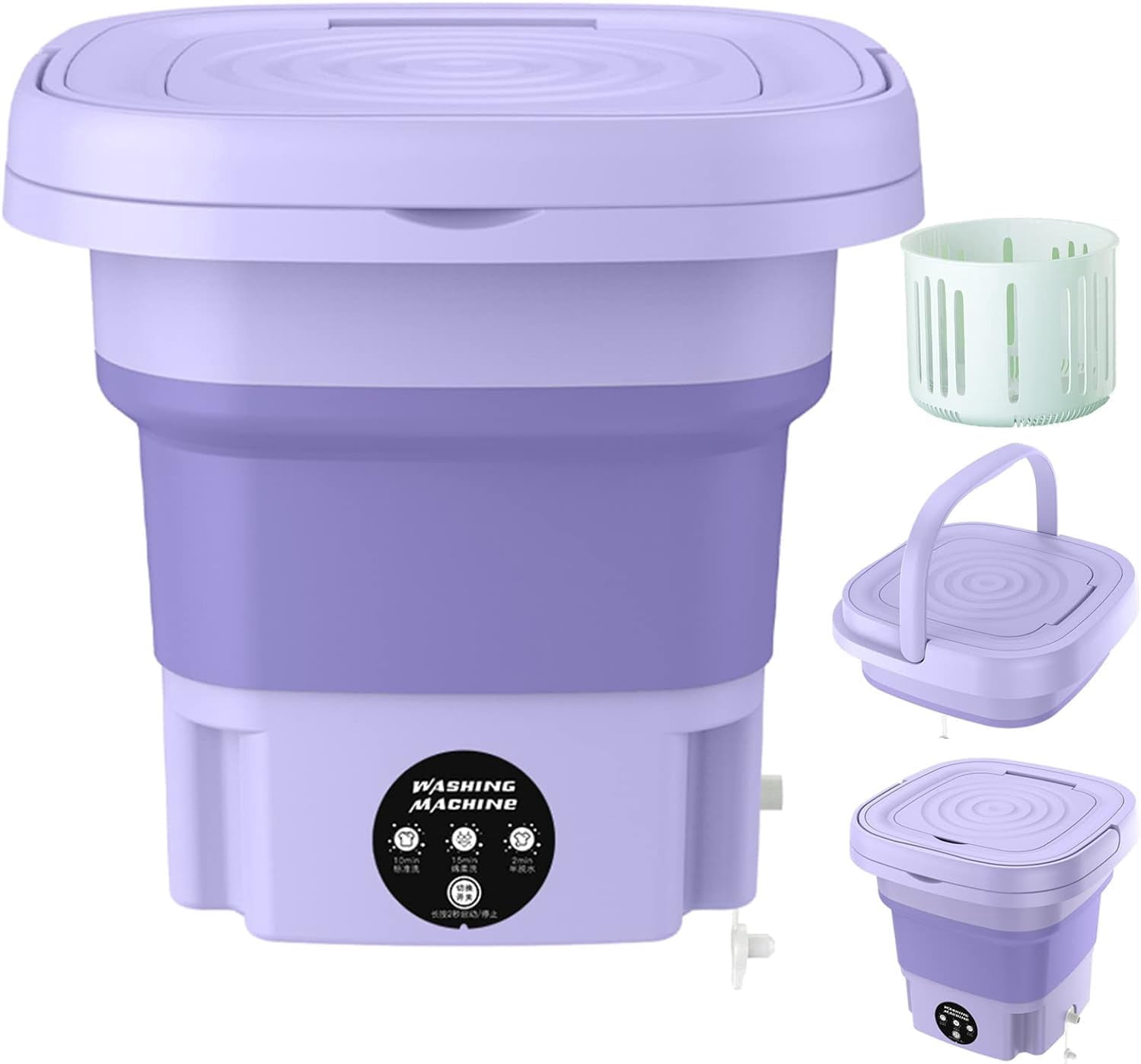 Portable washing machine foldable mini washing machine semi-automatic small baby washing machine/underwear or small items (purple)