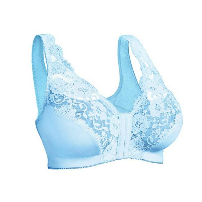 Bras for Women Plus Size Front Closure Back Support - Oversized Comfort  Soft Lace Large Busts Wirefree Non Padded Plus Size Bra S-6XL 