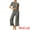 Dark Grey, variant on DARING DIVA Women's Ribbed Knit Round Neck Short Sleeve Pajamas Set 2XL Dark Grey