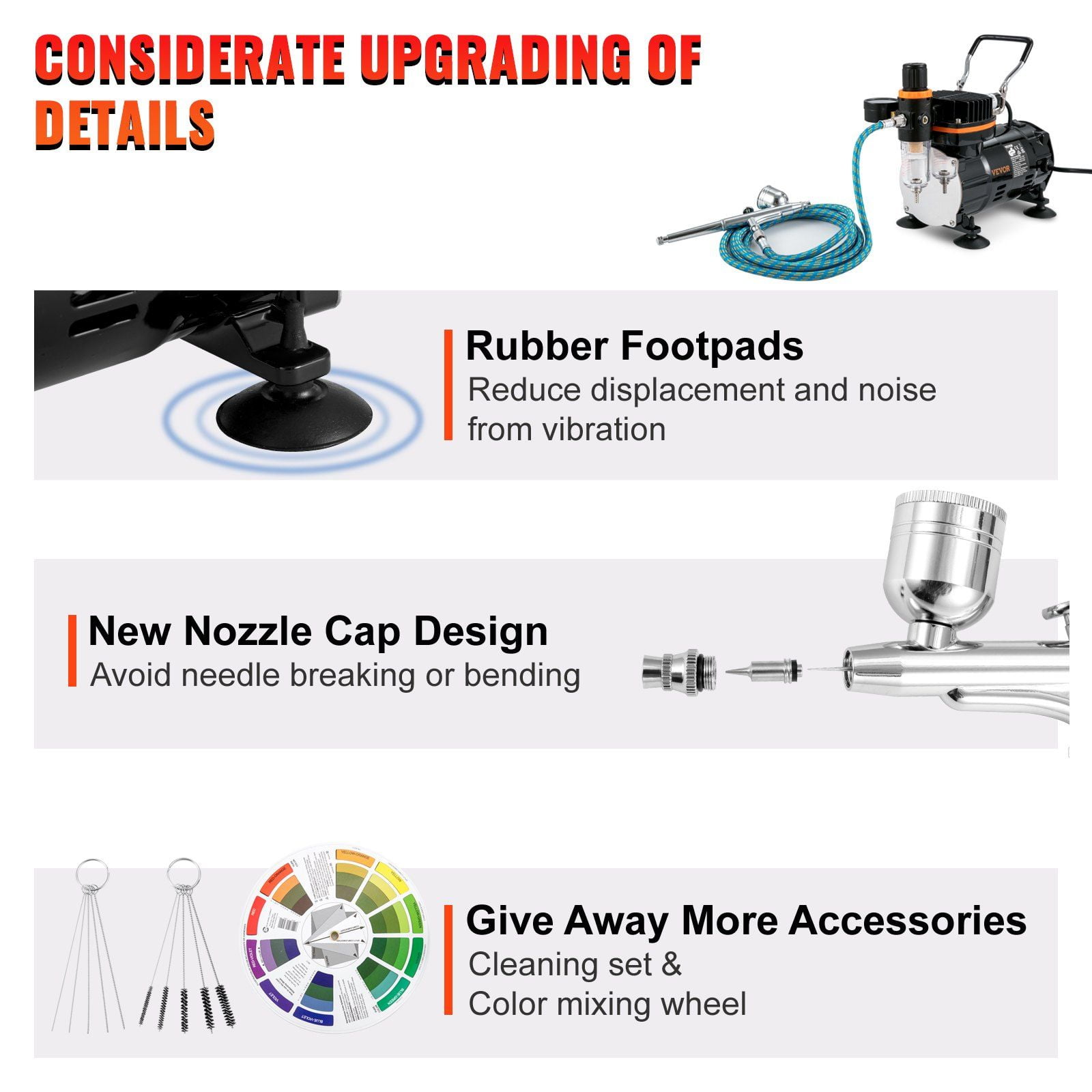 Professional Dual-Action Airbrush Kit with Compressor, Complete Airbrush System for Art, Nail Design, Cake Decorating, and Tattoo Practice
