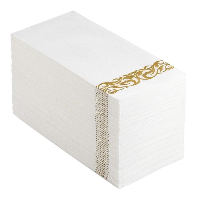 Servilletas de papel desechables, 100 unidades, con estampado dorado, para invitados, servilletas suaves para cenas, fiestas, bodas, cocinas, baños, restaurantes, cumpleaños, bodas, fiestas, 40 x 30