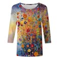 thumbnail image 4 of Trendfront Womens Abstract Print T Shirts Crewneck 3/4 Sleeve Relaxed Fit Casual Summer Fall Tee Tops for Women, 4 of 4