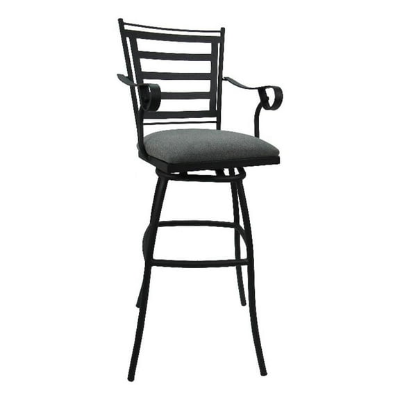 Jenna 30" Outdoor/Indoor Fabric Bar Stool in Charcoal - Black