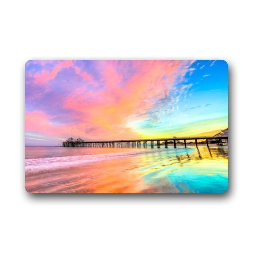 WinHome Sunset Beach Doormat Floor Mats Rugs Outdoors/Indoor Doormat