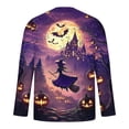 thumbnail image 4 of Nmnitkp Mens Long Sleeve Tee Shirts High-Quality Fabric Casual Round Neck Long Sleeve Pullover Halloween Printed T-Shirt Blouse Tops Purple,M, 4 of 5