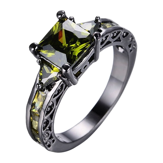 Fiudx Anillo de Circón, Joya de Aleación de Cobre Antialérgica, Incrustación de Circón de Ocho Colores, Accesorio para Cóctel, Accesorio de Moda para Mujer, Regal Hecho a Mano, Ideal para Ocasiones E