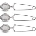 thumbnail image 2 of Colador de té Snap Ball, paquete de 3 infusores de té de acero inoxidable premium con mango para té de hojas sueltas, infusores de filtro de bolas de té de malla fina, plateado, 16 cm, 2 of 5