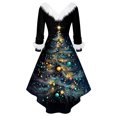 thumbnail image 5 of Christmas Dresses for Women Women's Fashion Elegant Autun And Winter Long Sleeve V-Neck Christmas Print Dress for Holiday Party,Black,L, 5 of 5