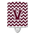thumbnail image 1 of Carolines Treasures CJ1051-VCNL Letter V Chevron Maroon & White Ceramic Night Light, 1 of 1