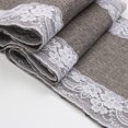 thumbnail image 6 of Rustic Burlap Table Runner with White Lace Trim, Wedding & Party Tablecloth Decor, Farmhouse Style, 30 x 275 cm Grey, 6 of 7