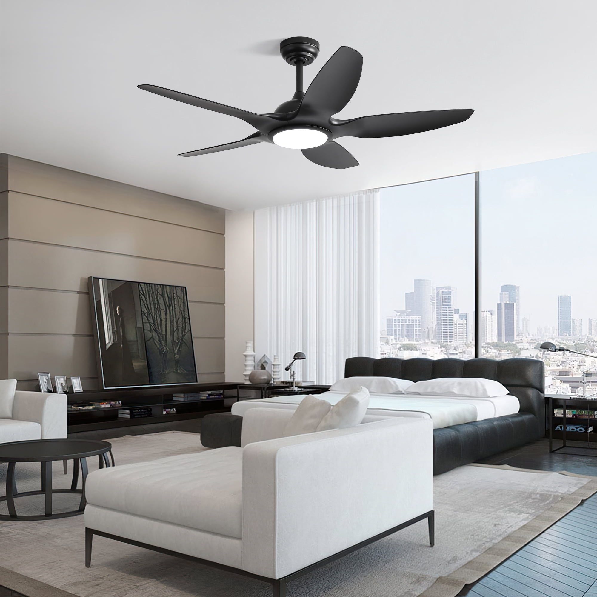 Sofucor 48-Inch Modern Ceiling Fans with LED Lights, Remote, Reversible, 3CCT, Quiet 6 Wind Speed, Dimmable