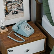 Tyler Retro Style Landline Phone Push Button Rotary Look Blue