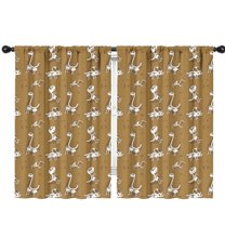 Blackout Kids Curtains,Brown Cartoon Dinosaurs Fossils Pattern Childrens Insulated Curtains Set Of 2,Bedroom Essentials,Toddler Room Decor 42"x63"