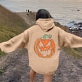 thumbnail image 2 of Yuhangmm Halloween Sweatshirts for Women Halloween Printed Hooded Crew Neck Long Sleeve Sweatshirt Seasonal Graphic Brown S, 2 of 6